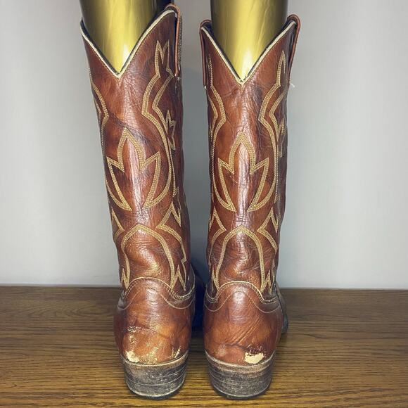 Vintage Dan Post Milwaukee Brown Leather Cowboy Western Boots Mens Size 8.5 D - Picture 4 of 7